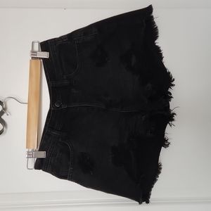 Hollister size 3 26" high waist shorts black cutoff denim distressed